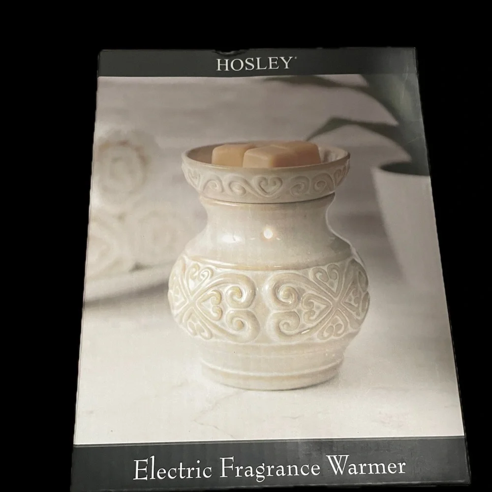 Hosley Electric Fragrance Warmer Cream Ceramic + 4 Unscented Votive Candles NWT